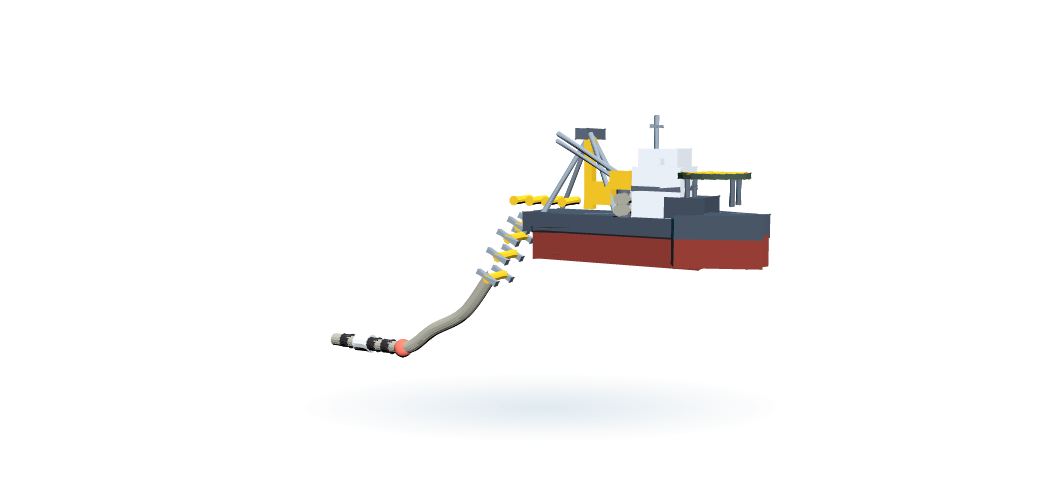 Illustration of an S-lay pipeline operation with lay barge and touchdown point